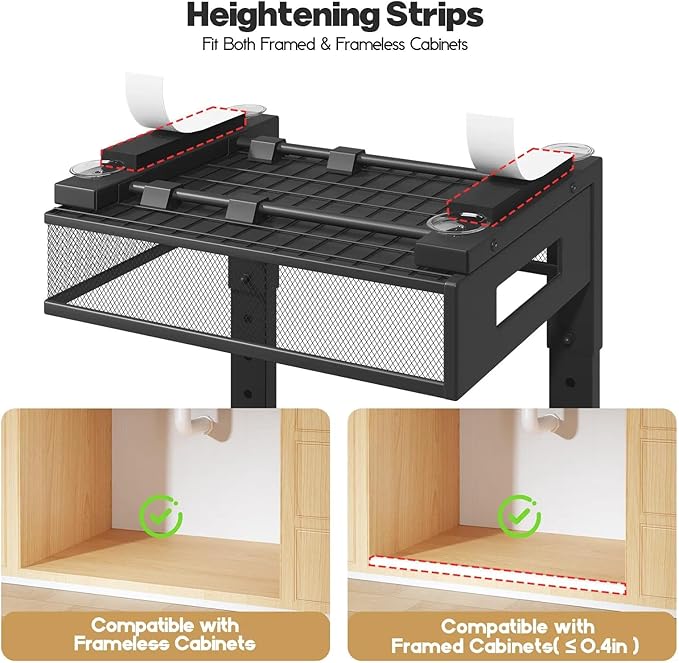 1 Pack 17IN Depth Under Sink Organizer, 2-Tier Pull Out Cabinet Organizer With Smooth Circular Rail, Large Capacity Metal Mesh Sliding Drawers For Bathroom& Kitchen Storage,Height Adjustable –Black - Image 3