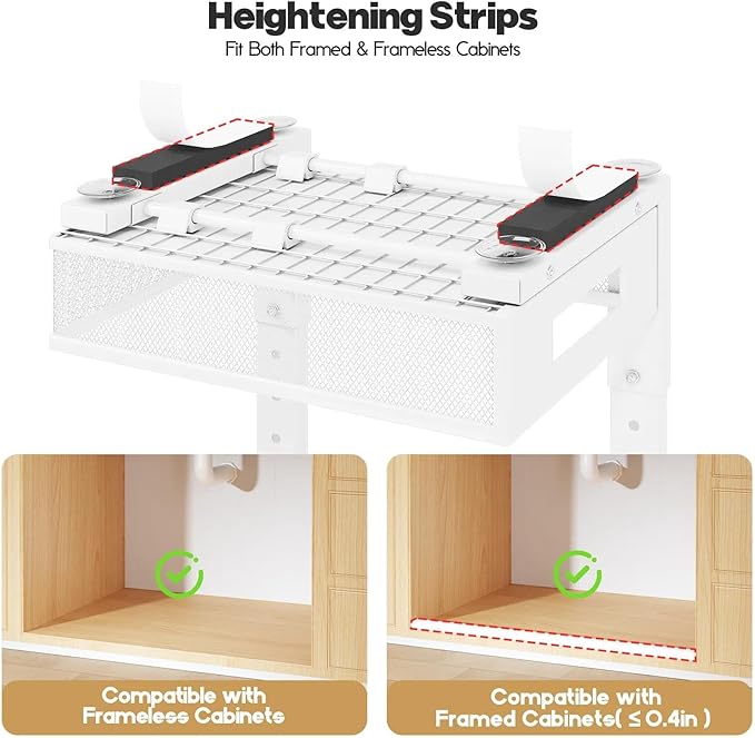 1 Pack 17IN Depth Under Sink Organizer, 2-Tier Pull Out Cabinet Organizer With Smooth Circular Rail, Large Capacity Metal Mesh Sliding Drawers For Bathroom& Kitchen Storage,Height Adjustable –White - Image 4
