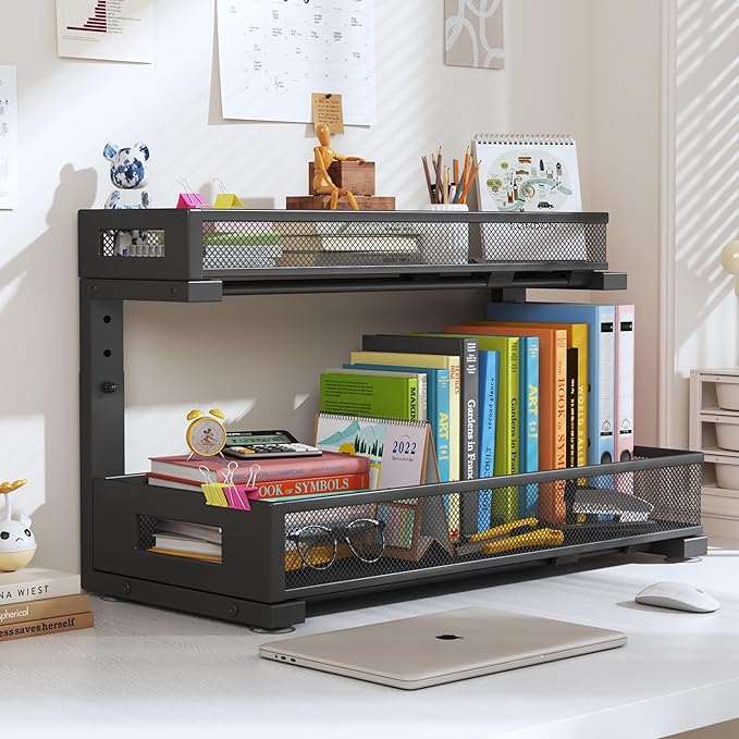 1 Pack 19IN Depth Under Sink Storage Organizer, Large 2-Tier Elegant Mesh Pull Out Shelf for Kitchen and Bathroom Cabinet Organization, L-Shaped and Adjustable Height Design-Black - Image 9